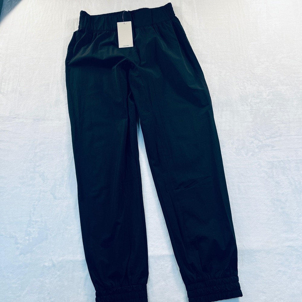 Halara Black High Waisted Nylon Joggers Elastic Waist Pants Size Medium - Picture 2 of 6